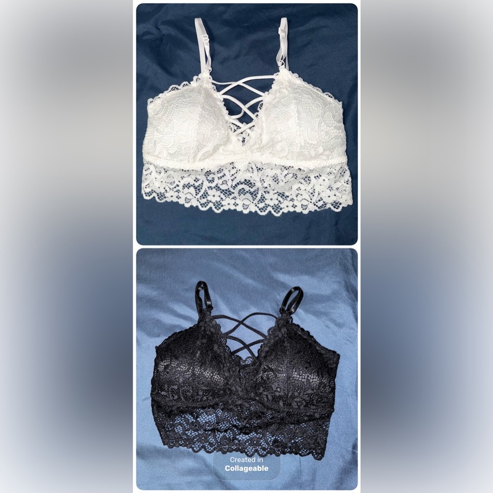 Lace Bralette Set - Black and White (Size M Both)